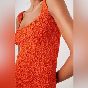 Rails cherry orange sleeveless bodycon popcorn mini dress